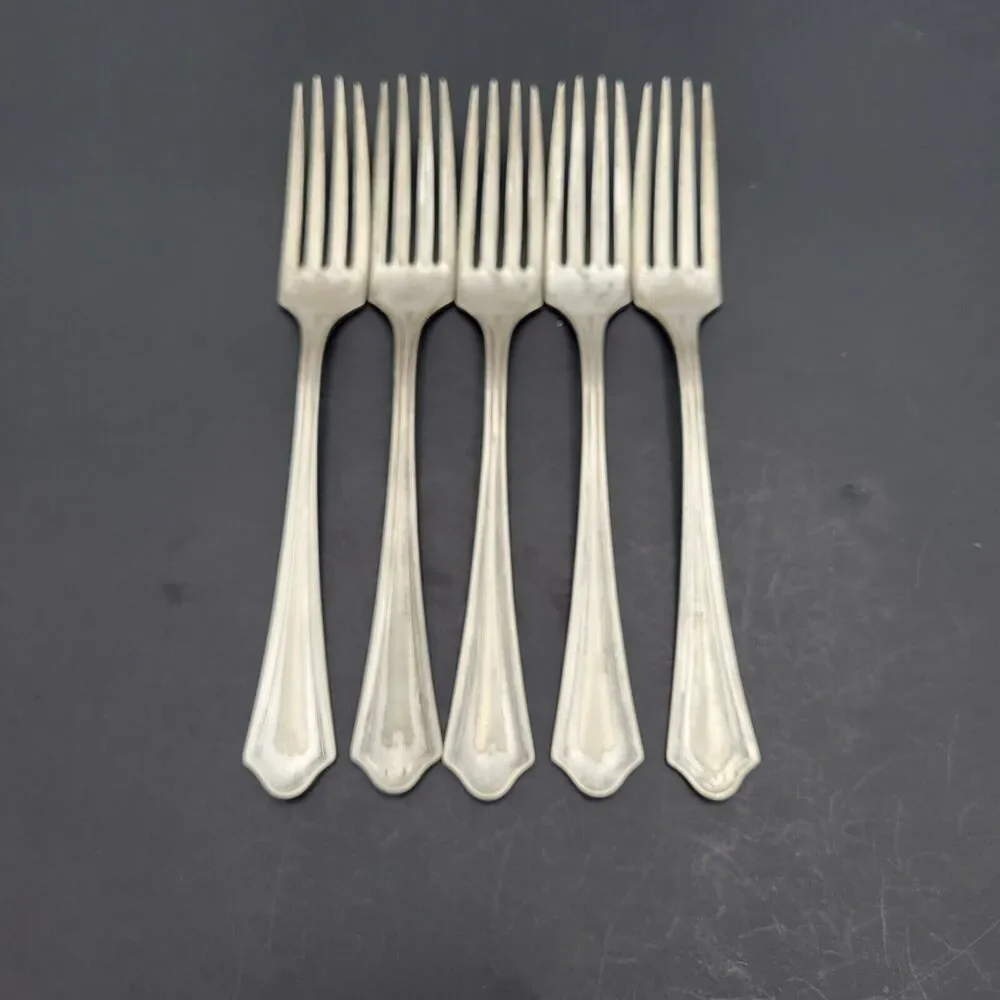 Vernon Ashley Oneida Community 5 Dinner Forks Par Plate Vtg 1917